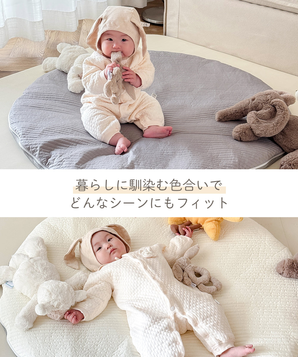 ベビーマット 円形 直径100cm 厚手 綿100% 赤ちゃん プレイマット マルチマット イブルマット ラウンドマット お昼寝マット