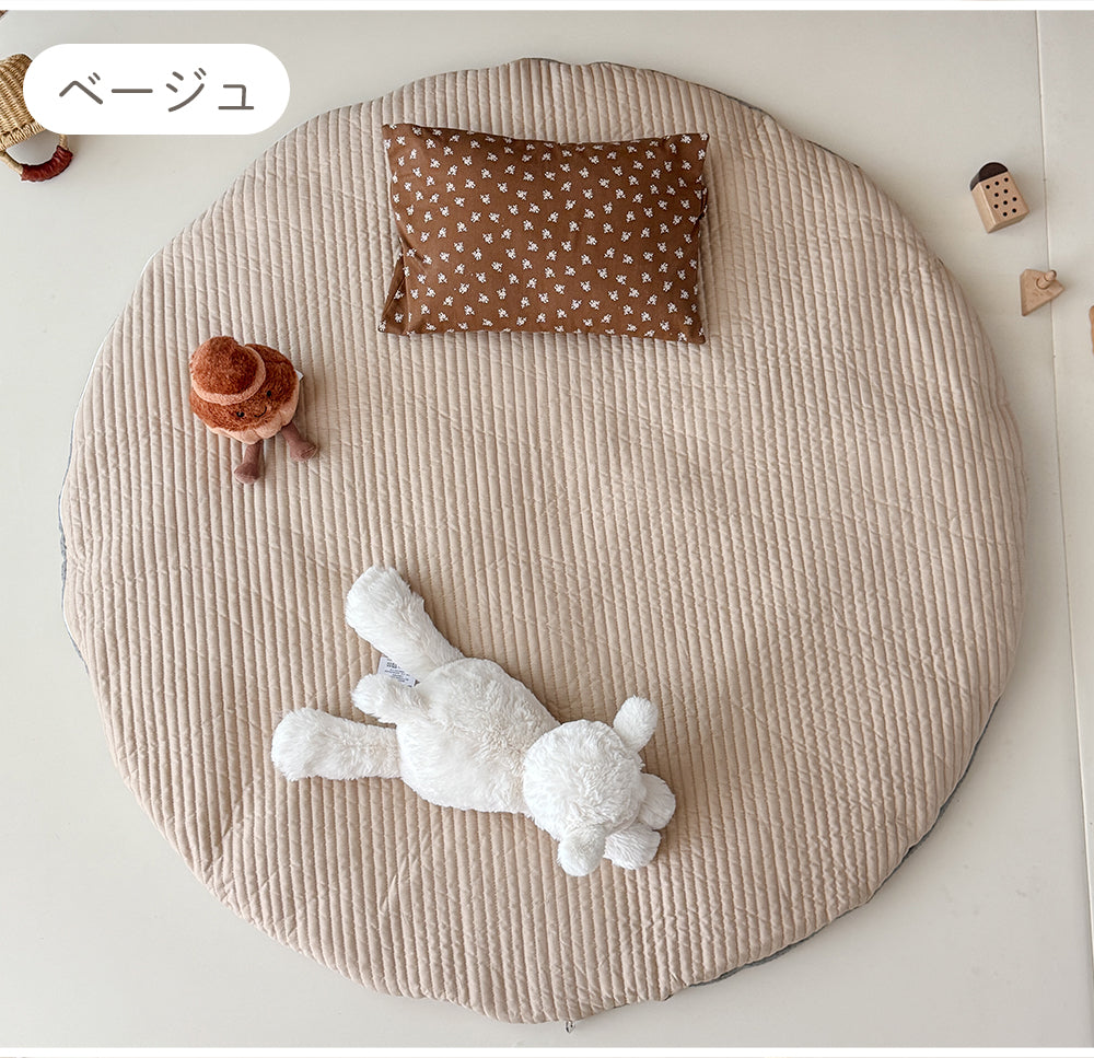 ベビーマット 円形 直径100cm 厚手 綿100% 赤ちゃん プレイマット マルチマット イブルマット ラウンドマット お昼寝マット