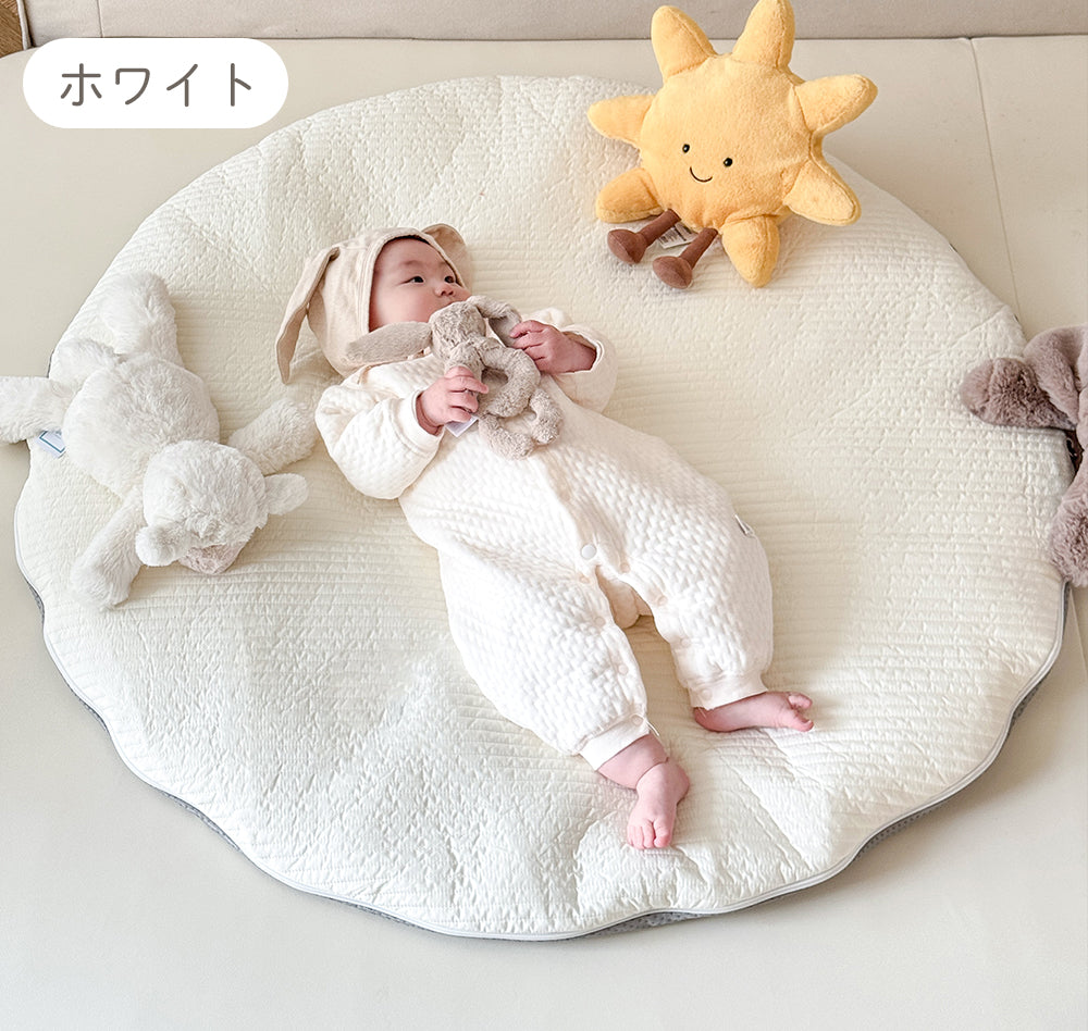 ベビーマット 円形 直径100cm 厚手 綿100% 赤ちゃん プレイマット マルチマット イブルマット ラウンドマット お昼寝マット