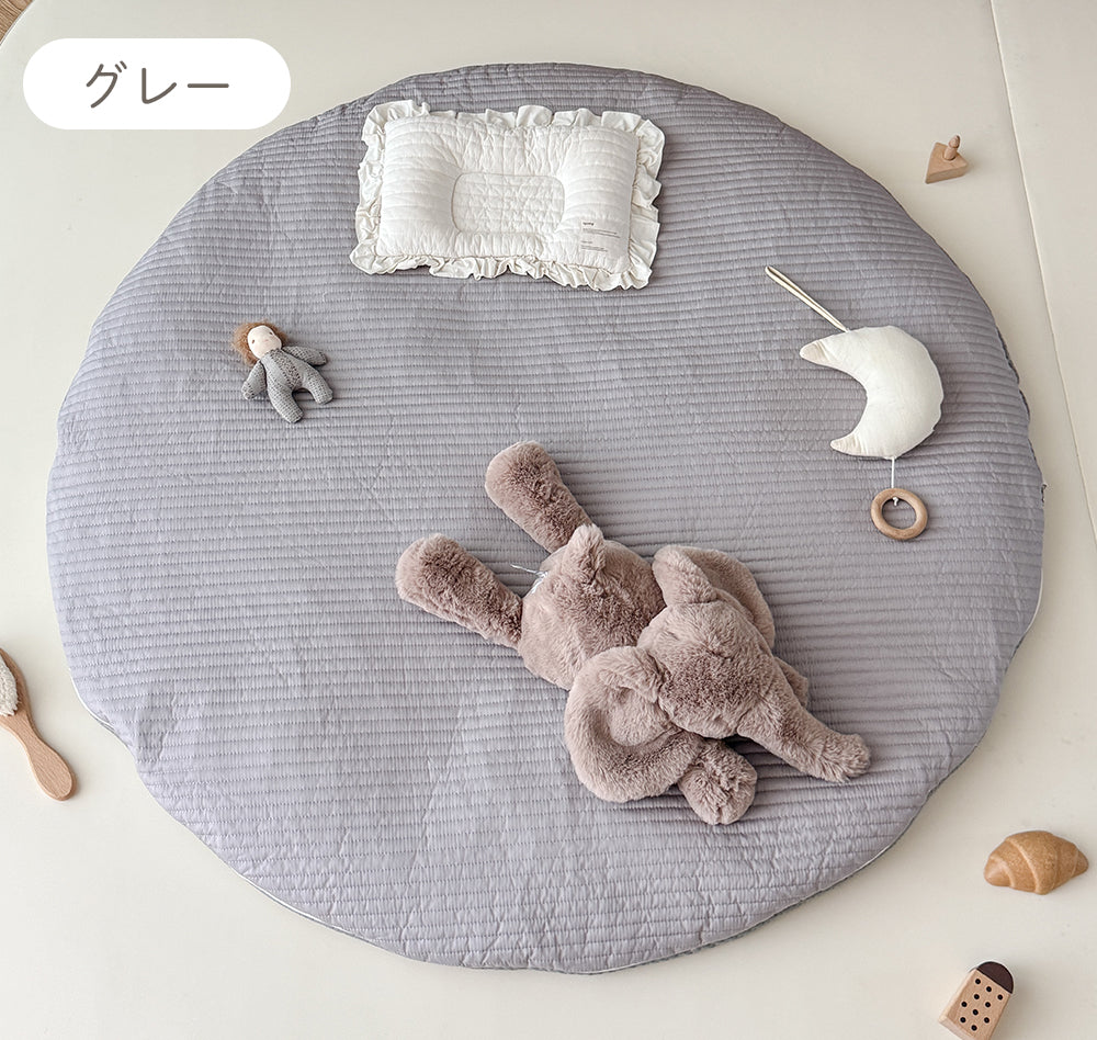 ベビーマット 円形 直径100cm 厚手 綿100％ 赤ちゃん プレイマット マルチマット イブルマット ラウンドマット お昼寝マット